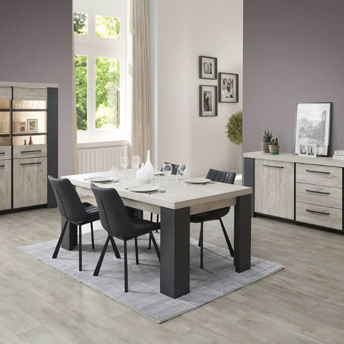 Salle à manger moderne chêne/gris Engueran